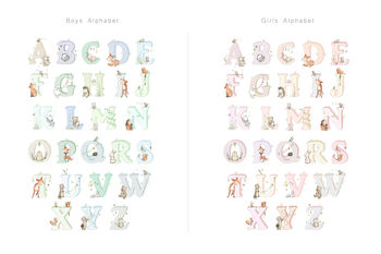 Children's Woodland Animal Alphabet Nursery Art Print, 4 of 7