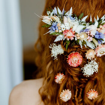 Ziggy Pastel Bridal Dried Flower Wedding Headpiece, 4 of 6