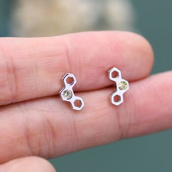 Sterling Silver Tiny Honeycomb Stud Earrings, 4 of 11