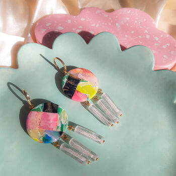 Monet | Polymer Clay Earrings With Czech Glass Beads, 4 of 9