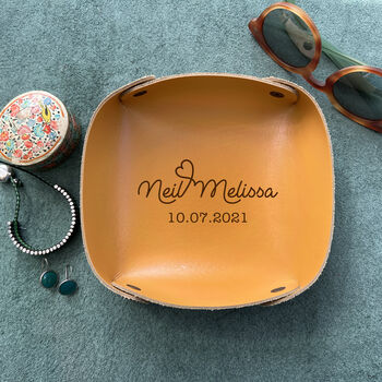 Personalised Leather Tray, Keyring, Anniversary Gift, 4 of 10