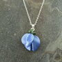 Blue Sweet Pea April Birth Flower Necklace, thumbnail 1 of 3