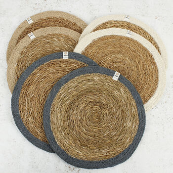 Respiin Set Of Six Seagrass And Jute Tablemats Naturals, 3 of 9