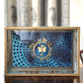 Luxury Wood Lacquer Coated Serving Tray, Indian Printed Serveware, 7 of 12