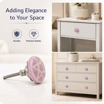 Lavender Bloom Round Shaped Ceramic Knob, 3 of 9