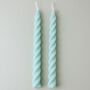 Pair Of Seascape Blue Beeswax Soy Blend Twist Candles, thumbnail 2 of 4