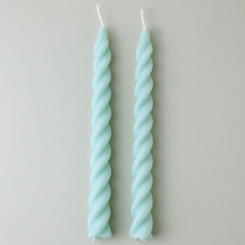 Pair Of Seascape Blue Beeswax Soy Blend Twist Candles, 2 of 4