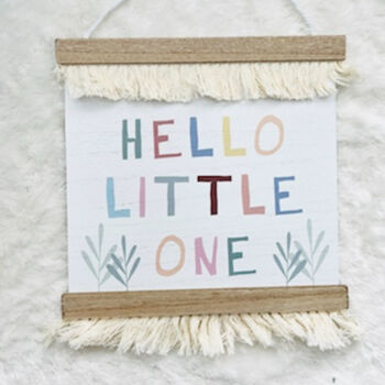 Hello Little One Nursery Decor | Boho Theme Nursery Pennant, 4 of 6