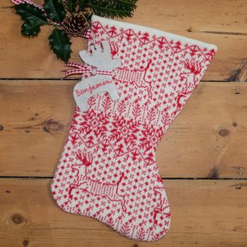 Personalised Christmas Stocking With Reindeer, 3 of 3