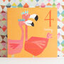 Flamingos 4th Birthday Card, thumbnail 2 of 5
