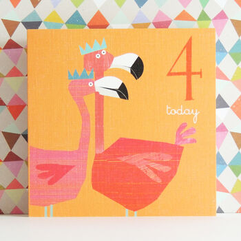 Flamingos 4th Birthday Card, 2 of 5
