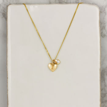 Heart Initial And Diamond Necklace Gold, 3 of 6