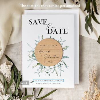 Wedding Save The Date Eucalyptus Cards Magnets, 4 of 9