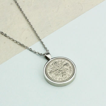 Personalised Sixpence Necklace 1928 To 1967, 4 of 7
