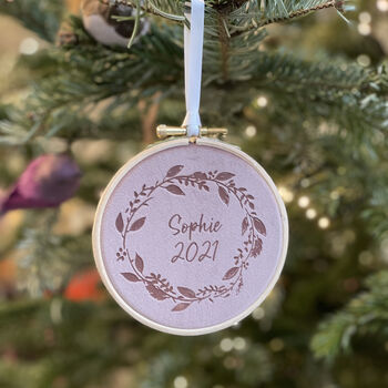 Personalised Wreath Christmas Tree Ornament, 5 of 5