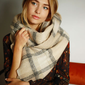 Shimmering Gold Check Squares Scarf, 7 of 12