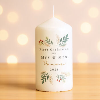 Personalised Christmas Foliage Pillar Candle, 4 of 6