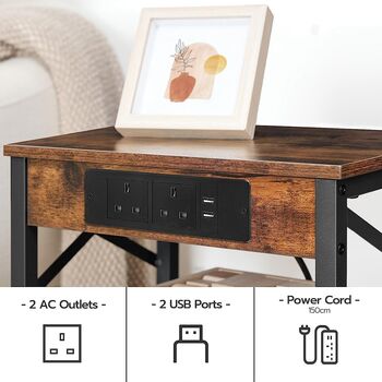 Bedside Table Side Table With Charging Station, 5 of 9