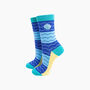 Embroidered Scallop Shell Combed Cotton Socks In Blue, thumbnail 1 of 4
