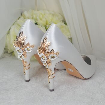 Ivory Floral Bridal Shoes With Matching Bag, 6 of 8