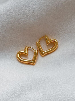 Heart Huggie Hoop Earrings, 2 of 3