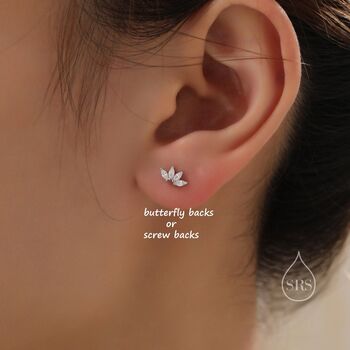 Lotus Flower Cz Screw Back Or Stud Earrings, 4 of 12
