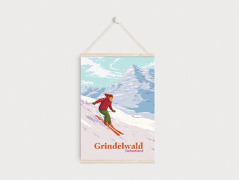 Grindelwald Ski Resort Switzerland Travel Poster Print, 6 of 8