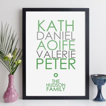 Personalised Family Names Print With Message Family Gift, 6 of 12