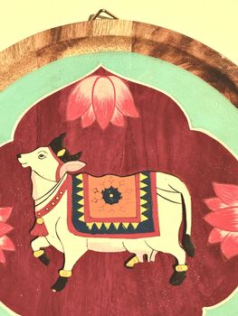 Handpainted Pichwai Wall Plates, Set Of Two, 11 of 12