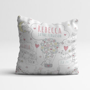 Personalised Rabbit Hearts Keepsake Birth Cushion, 5 of 7