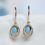 Molten Oval Sterling Silver Blue Opal Drop Earrings, thumbnail 1 of 7