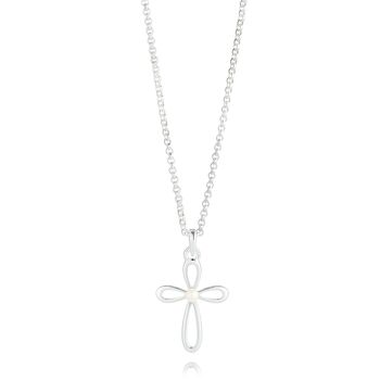 Sterling Silver Pearl Cross Christening Necklace, 3 of 6