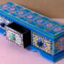Three Drawer Blue Mosaic Wooden Spice Box, thumbnail 3 of 6
