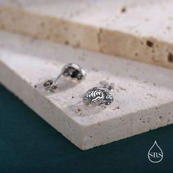 Anatomical Brain Stud Earrings In Sterling Silver, 2 of 11