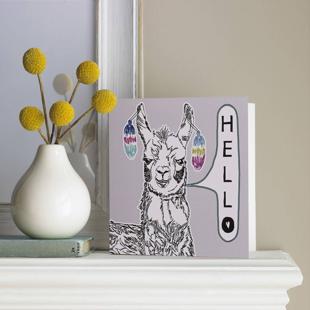 Larry The Llama 'Hello' Greeting Card, 1 of 2