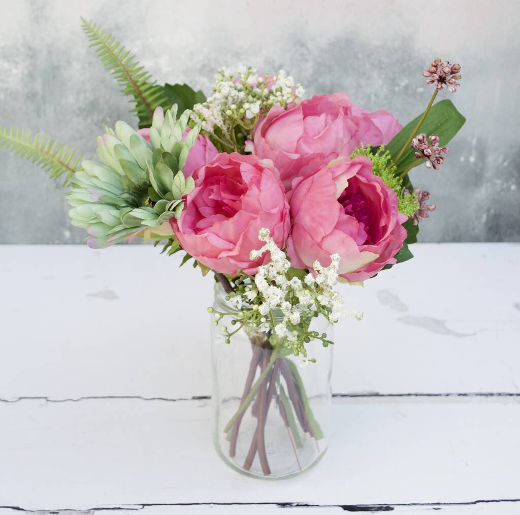 Blush Pink Artificial Peony Bouquet Celebration By Abigail Bryans Designs