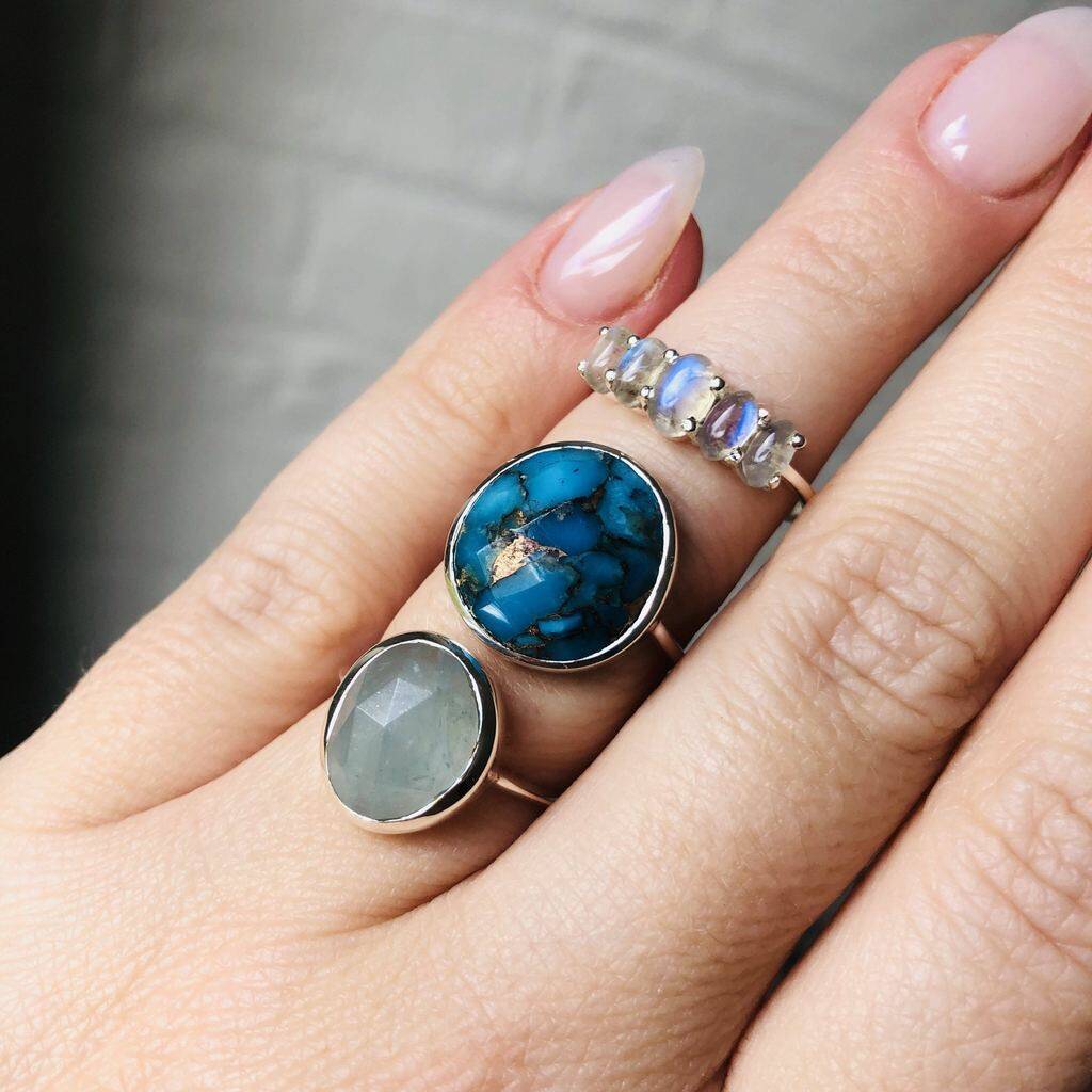 Sterling Silver Semi Precious Stone Ring Aquamarine By Carrie Elizabeth