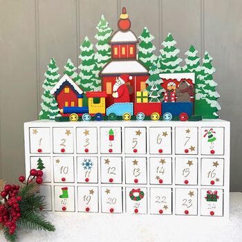 Personalised Wooden Advent With Santa Train, 2 of 6