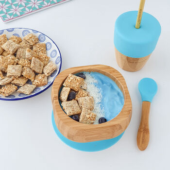 Bamboo Bowl And Spoon Set Blue, 4 of 6