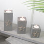 Trio Of Wooden Tea Light Holders Raised Star Design, thumbnail 4 of 9