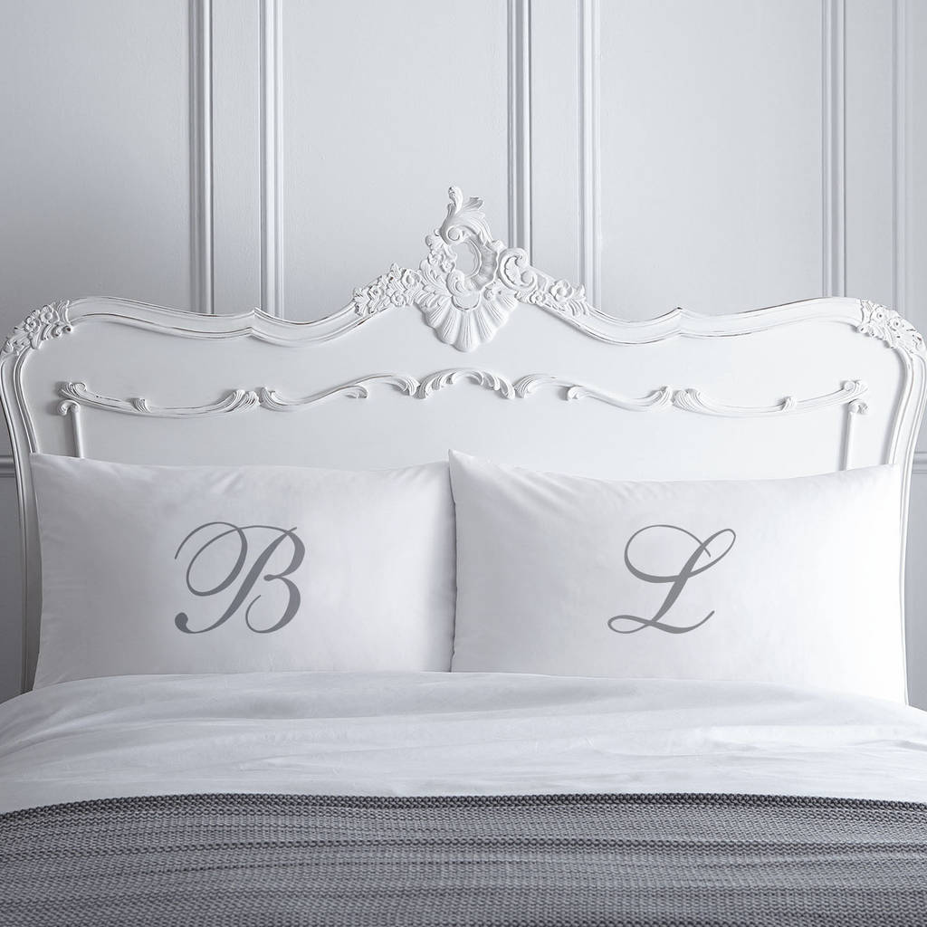 Scroll Personalised Initial Pillowcases, 1 of 3