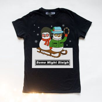 'Some Might Sleigh' Ladies Oasis Christmas T Shirt, 3 of 4