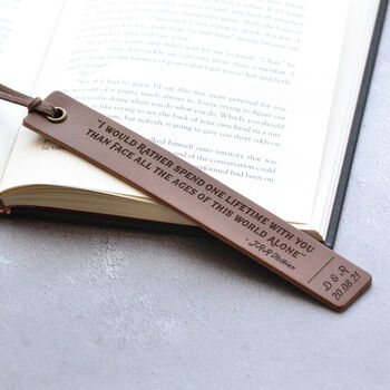 Personalised Leather Quote Bookmark For Book Lovers, 6 of 8