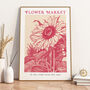 Modern Wood Block Style London Flower Market Print, thumbnail 2 of 2
