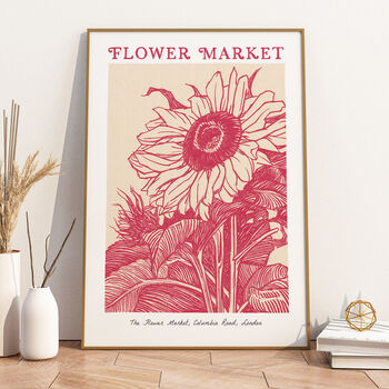 Modern Wood Block Style London Flower Market Print, 2 of 2
