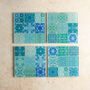 Turquoise Teal 'Mixed Tiles' Coaster Set, thumbnail 4 of 11