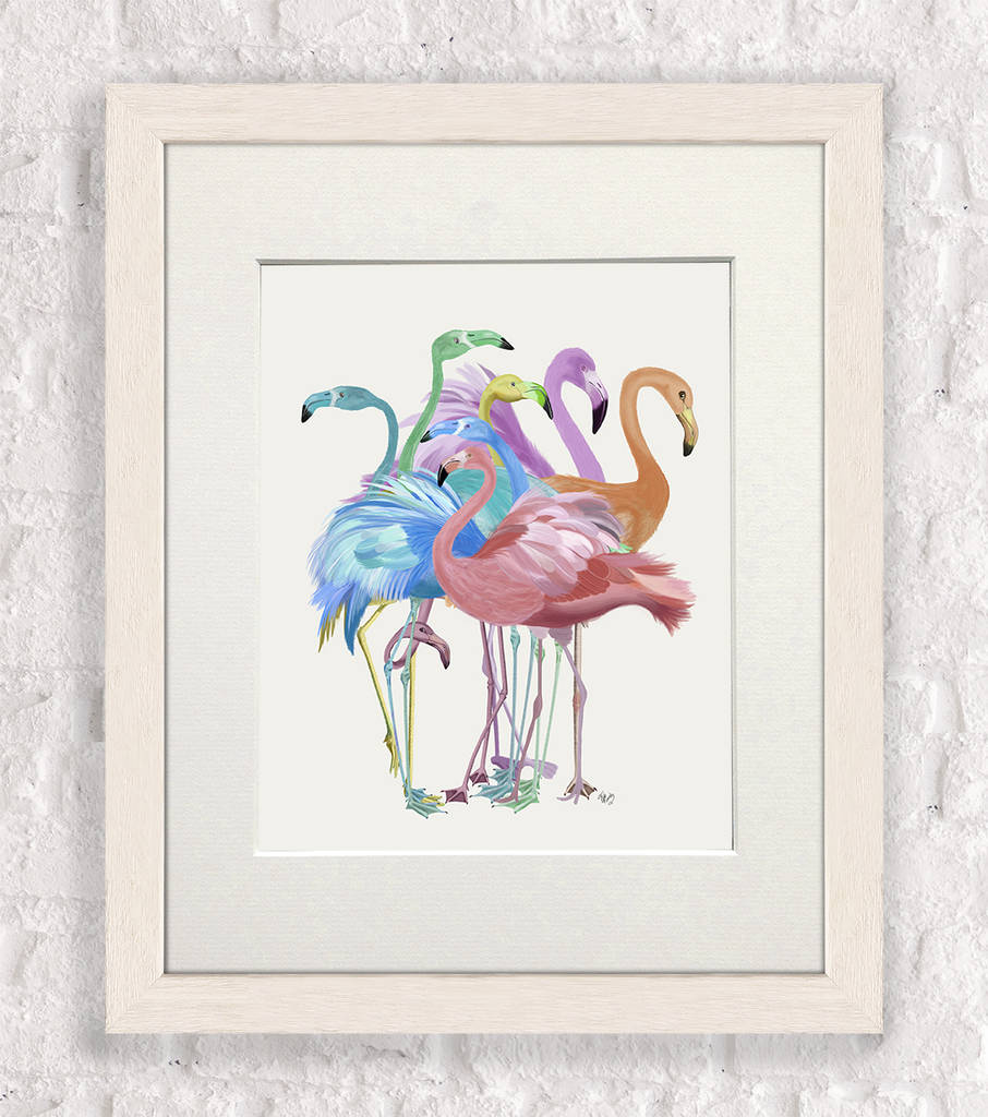 Pastel Flamingos, Set Of Two Art Prints By Fab Funky Home