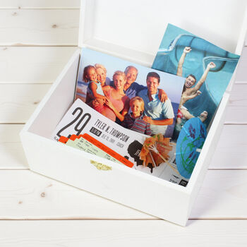 Personalised Fresh Botanical White Wooden Keepsake Box, 5 of 6