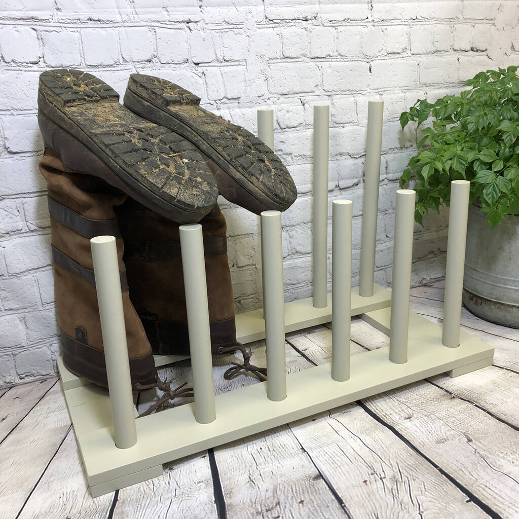 Wooden Boot Rack In Light Grey By Garden Selections