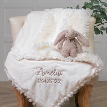 Personalised Cream Koochicoo Christening Baby Blanket, 2 of 5